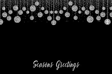 Happy Holidays! Black and white illustration with holiday decoration