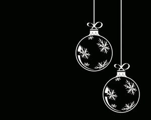 Happy Holidays! Black and white illustration with holiday decoration