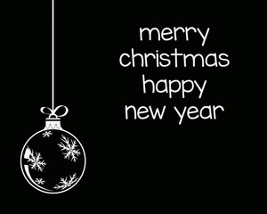 Happy Holidays! Black and white illustration with holiday decoration