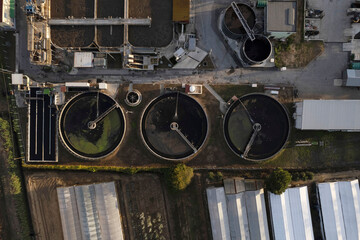 Aerial documentation of city water purification plants