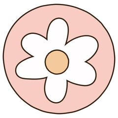 Flower with round shape vector illustration in line filled design