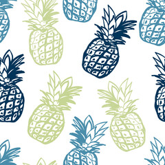 Pattern from silhouettes of pineapple. Fruit seamless pattern