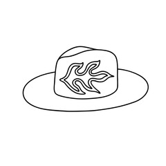 Retro Cowgirl hat. Vector outline illustration