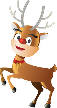 Clipart of cartoon version of reindeer in christmas season,vector illustration
