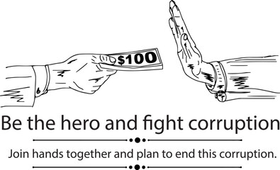 Stop corruption and bribery concept posters and banners, anti-corruption logo, clip art, and symbol, Businesspeople during the Corruption Deal cartoon doodle