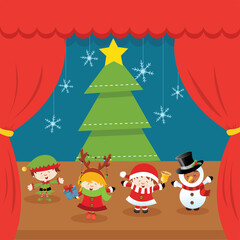 Kids Celebrating Christmas In Theatre
