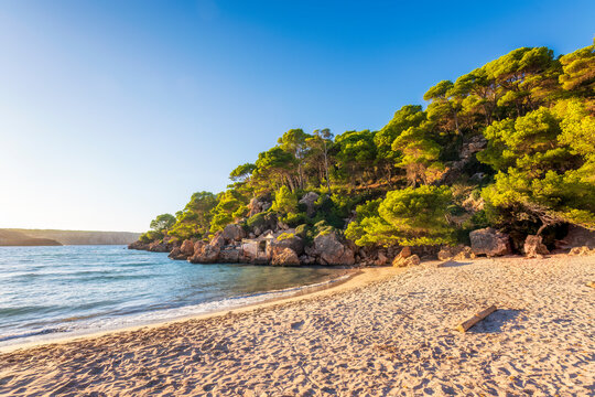 Spain, Balearic Islands, Menorca, Sandy shore of Platja des Bot beach