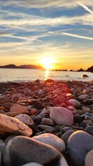 Fototapeta na wymiar beautiful sunset at the beach in italy