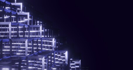 Architecture background metal construction of skyscraper 3d render