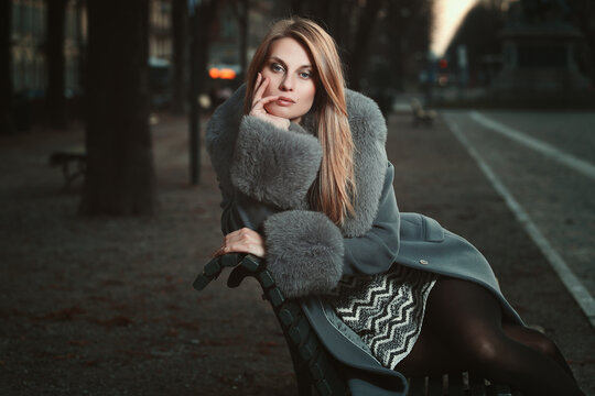 Beautiful woman on a bench