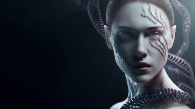 3D human and DNA model interconnection, post human concept, gene editing and human augmentation, bio hacking concept
3d rendering
