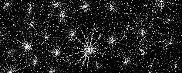 Vector black and white fireworks on black background. - 544029635