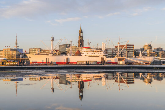 Germany,Hamburg,Cap San Diego ship moored in harbor
