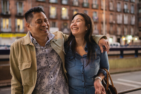 Happy mature couple spending leisure time on weekend together