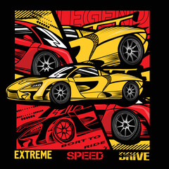 Typography print with Speed race car illustration. Speed slogan. For graphic tees, kids wear, card and more  © SokolArtStudio