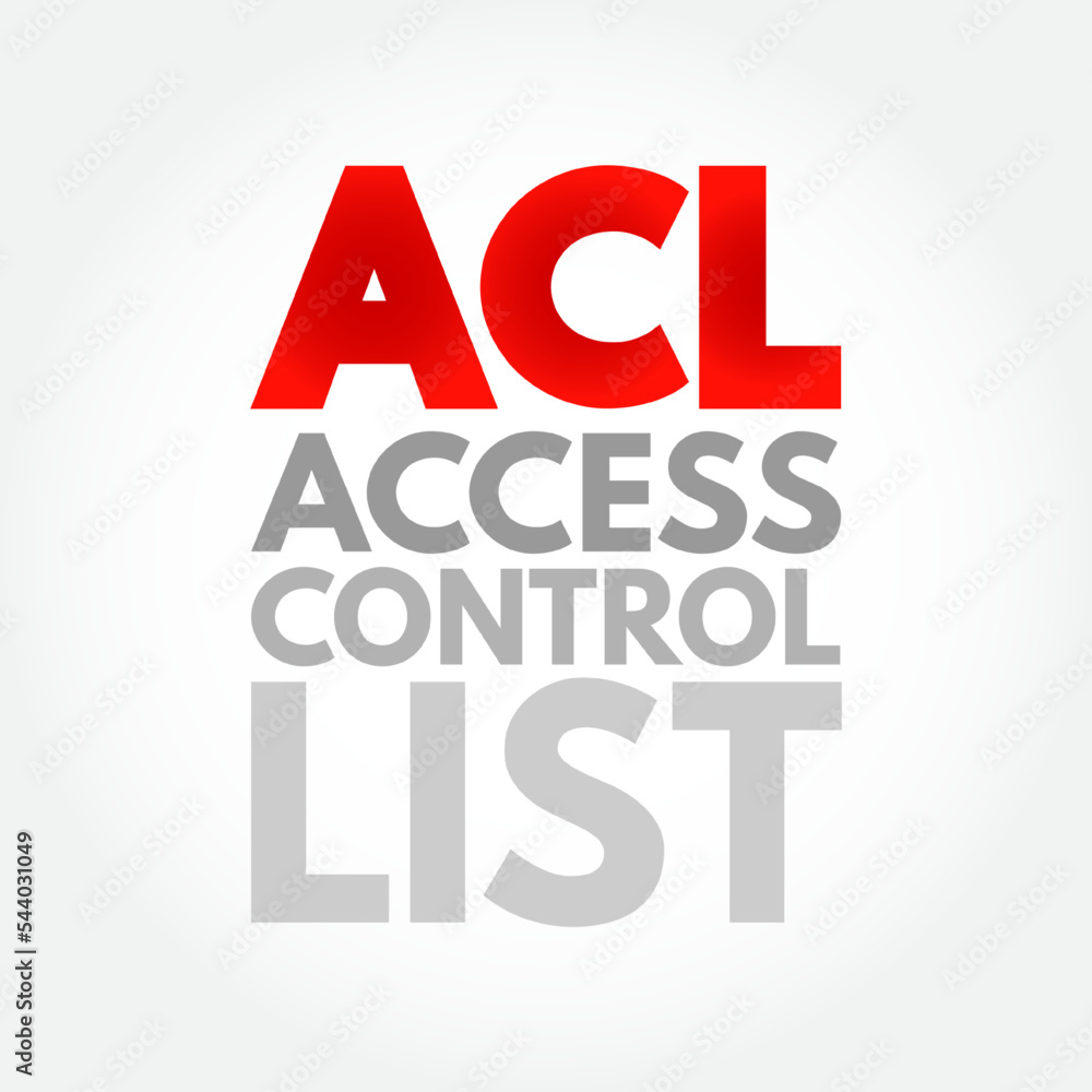 Poster acl - access control list is a list of permissions associated with a system resource, acronym concep