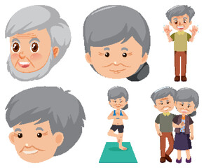 Collection of elderly people icons