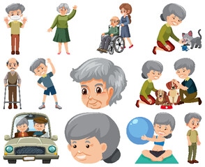 Fototapeta premium Collection of elderly people icons