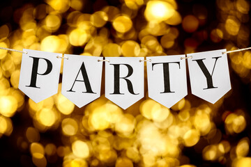 Party banner bunting concept for birthday party, christmas, or wedding reception celebration