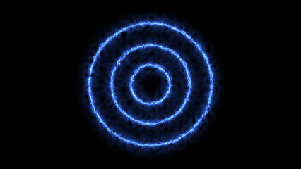 glowing blue triple concentric circles light energy overlay background