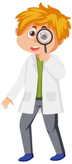 Cute scientist boy cartoon character