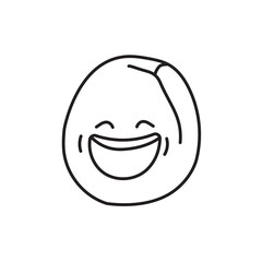 Apricot laughs color line icon. Mascot of emotions