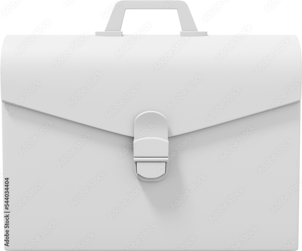Poster white briefcase side front. png icon on transparent background. business portfolio. 3d rendering.
