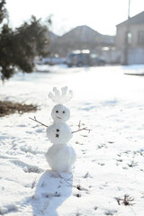 Little snowman winter. the snow melts