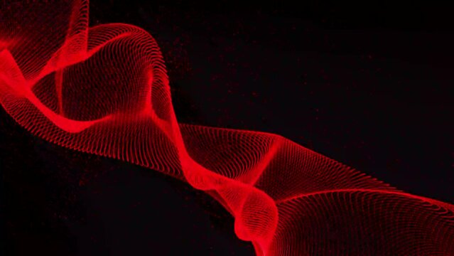 Abstract mir red wave isolated on the black background.