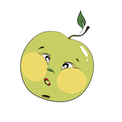 Cute and funny characters vegetables and fruits with eyes. Healthy food. Vector illustration of cartoon style