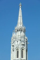 Fototapeta na wymiar Budapest 14th century Matthias Gothic Church Spire