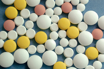 pills scattered, medical pills. anxieties
