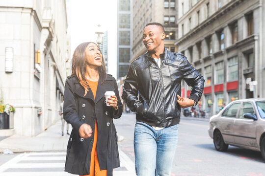 Happy Black Couple Walking In The City In Toronto