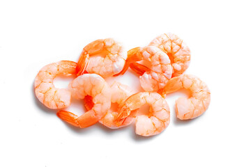 Peeled Shrimps on white background
