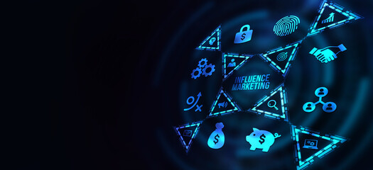 Internet, business, Technology and network concept. Influencer marketing concept. 3d illustration.