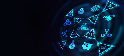 Internet, business, Technology and network concept.Job Search human resources recruitment career. 3d illustration.