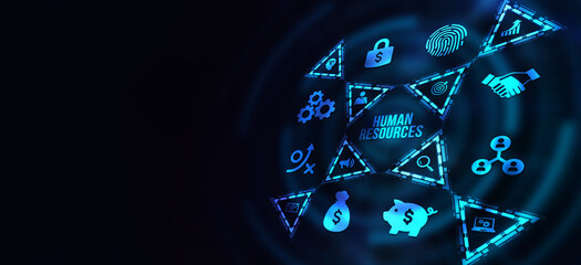 Internet, business, Technology and network concept.Human Resources HR management concept. 3d illustration.