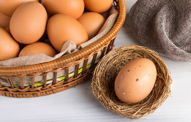 storage of fresh egg for cooking , selection chicken egg