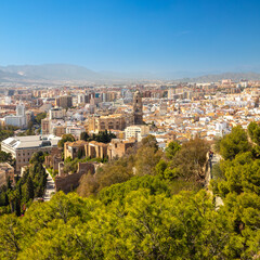 Fototapeta na wymiar Malaga- panoramic cityscape view- Andalusia, Spain