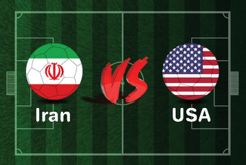 Iran Vs USA soccer ball in flag design on FIFA World Cup 2022