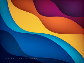 modern colorful paper cut waves abstract background