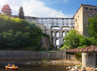 Cloak bridge in Cesky Krumlov. Czech republic