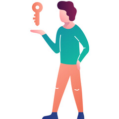 Man with key vector icon isolated on white