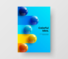 Fresh 3D spheres front page concept. Premium catalog cover A4 design vector illustration.