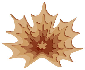 Autumn maple leaf paper cut art. Isolated vector illustration in brown colors. Concept design for cards, posters, flyers, stickers.