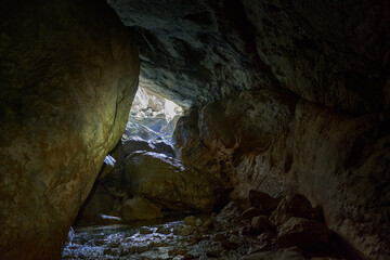 Underground river in a cave