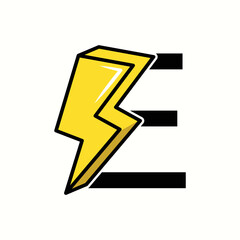 logo letter e with icon flash vector design	