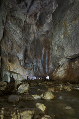 Underground river in a cave