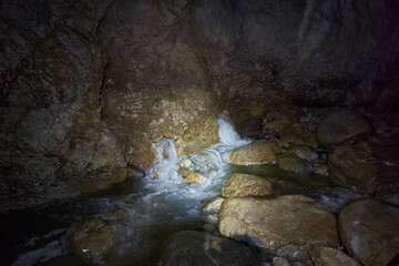 Underground river in a cave