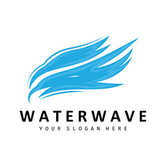 Water Wave Logo, Earth Element Vector, Water Wings Logo Design Style, Brand Icon, Sticker